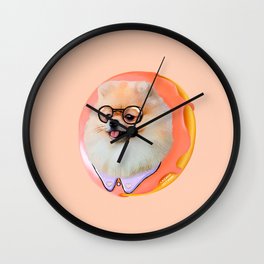 Pomeranian Donut Lover Wall Clock