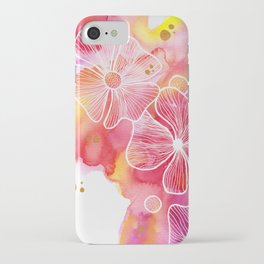 Colorful watercolor flowers iPhone Case
