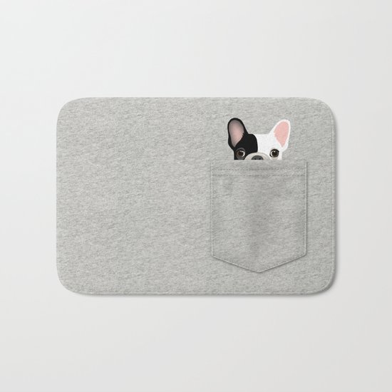 Pocket French Bulldog - Pied Bath Mat