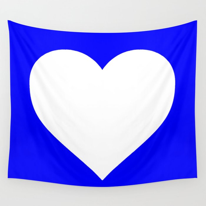 Heart (White & Blue) Wall Tapestry