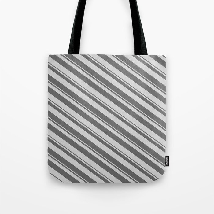 Dim Gray & Light Gray Colored Lines Pattern Tote Bag