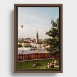Summer evening in Stockholm, Sweden - cityscape travel photograpy wall art print Framed Canvas