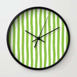 Green and White Cabana Stripes Palm Beach Preppy Wall Clock