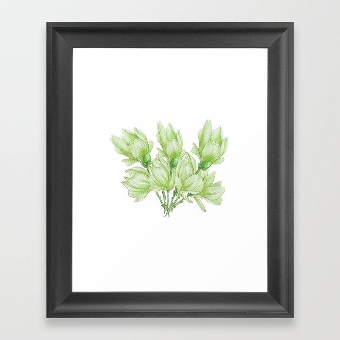 Bunch Of Light Green Flowers Framed Art Print