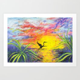 Sandhill Crane in the Sunset by annmariescreations Art Print