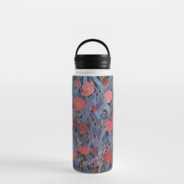 Black cat and tulips Water Bottle