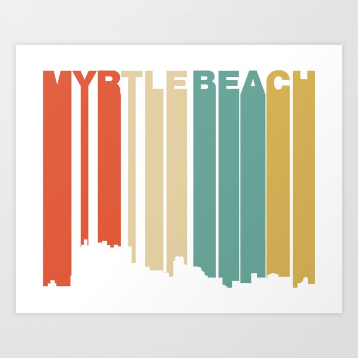 Retro 1970's Style Myrtle Beach South Carolina Skyline Art Print