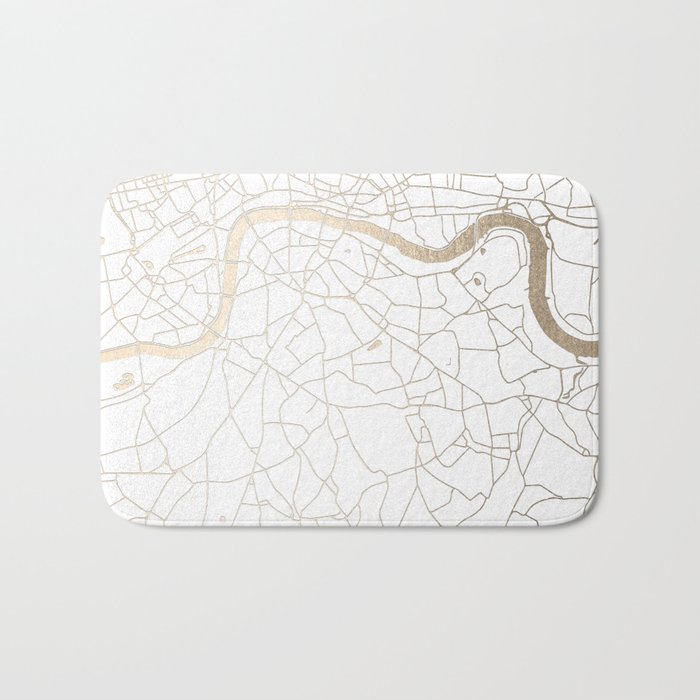 White on Gold London Street Map Bath Mat