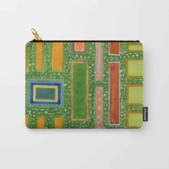 Filled Rectangles on Green Dotted Wall Carry-All Pouch