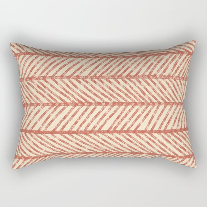 Herringbone Terracotta and Cream Rectangular Pillow