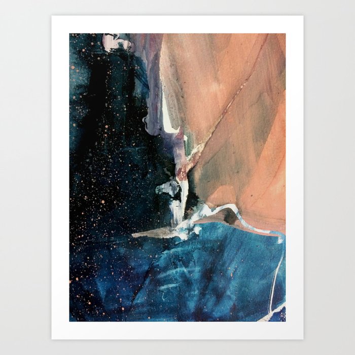 Same Stars 2 An Abstract Mixed Media Piece In Blues Pinks Purple And Black Art Print