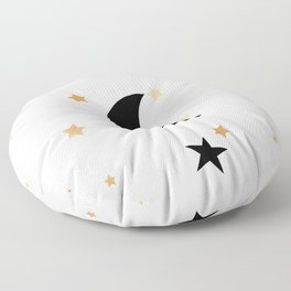 waning moon with stars Floor Pillow