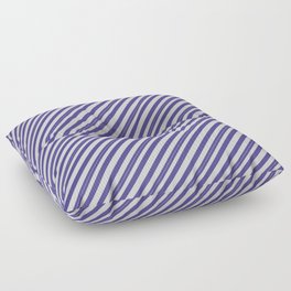 [ Thumbnail: Dark Slate Blue and Light Grey Colored Lined/Striped Pattern Floor Pillow ]