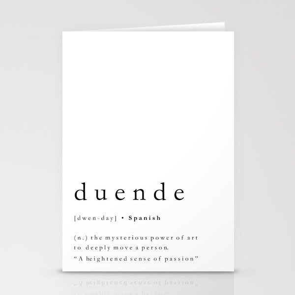 Duende Minimal Typography Definition Stationery Cards
