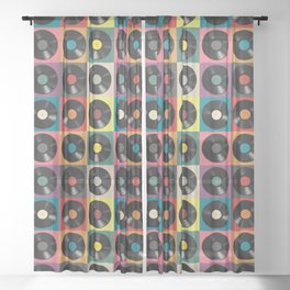 Vinyl Record Sheer Curtain