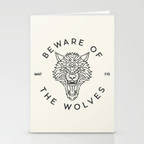 Beware of the Wolves (black) Stationery Cards