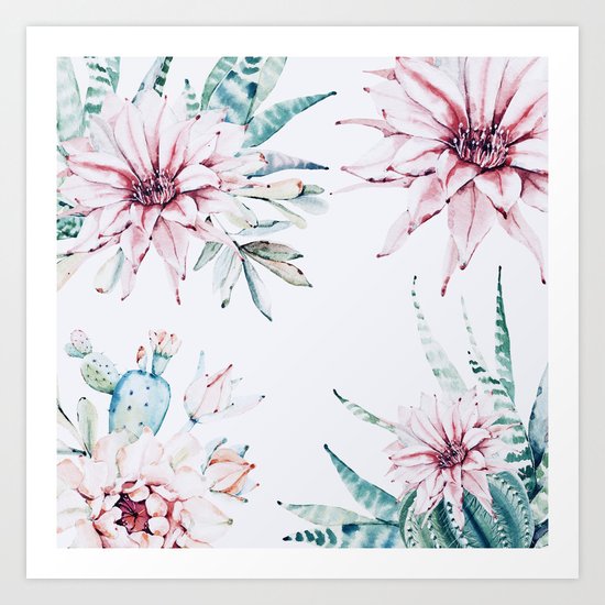 Cactus flowers Art Print