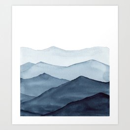 abstract watercolor mountains Art Print