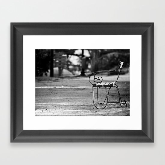 Solitary Park Bench Framed Art Print