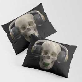 The skull  in the headphones  Pillow Sham