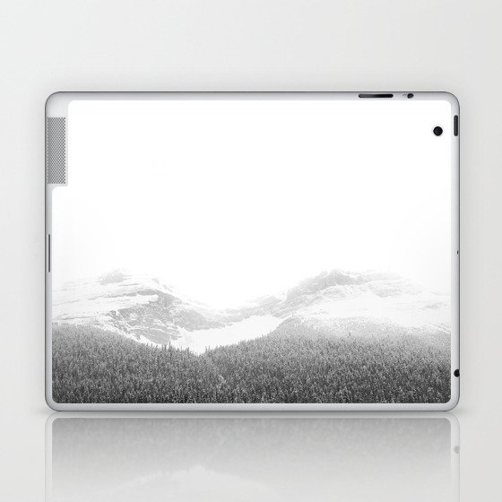 Snowy Mountains | Jasper Alberta | Landscape Photography | Black and White  Laptop & iPad Skin