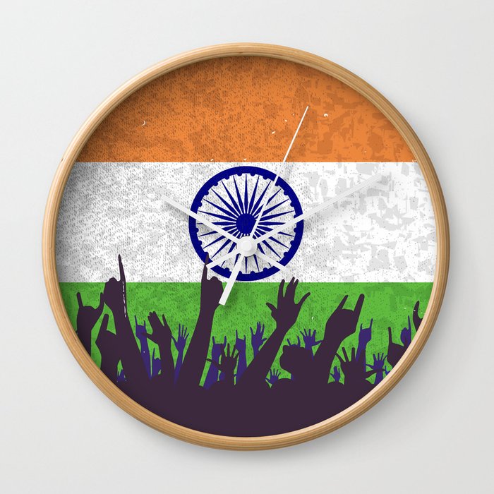India Flag with Audience Wall Clock