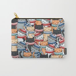 Cats in Winter Scarves & Hats Pattern Carry-All Pouch