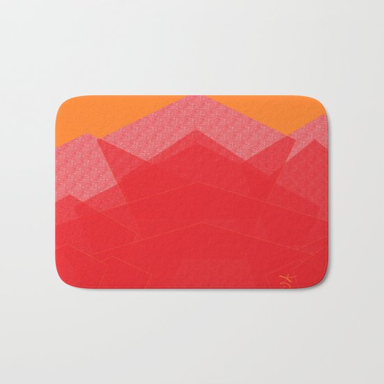 Colorful Red Abstract Mountain Bath Mat