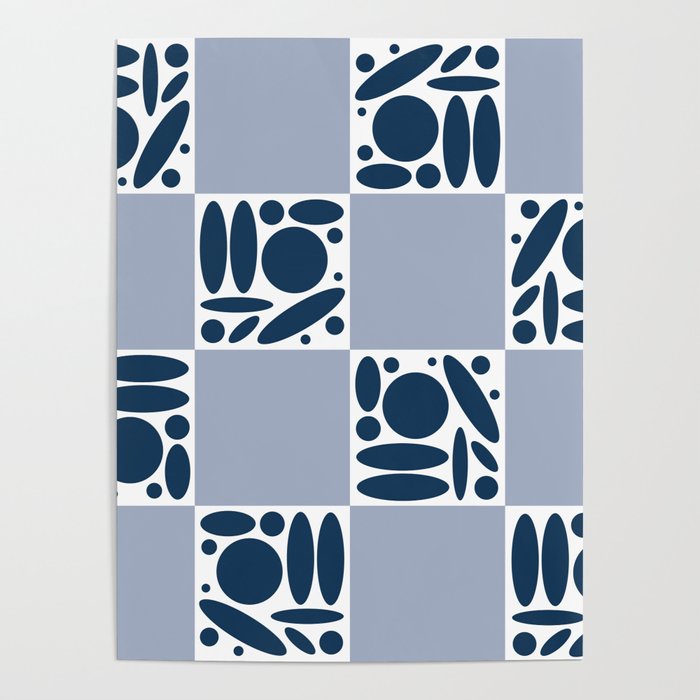 Geometric modern shapes checkerboard 6 Poster