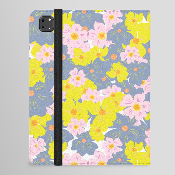 Pastel Spring Flowers On White iPad Folio Case