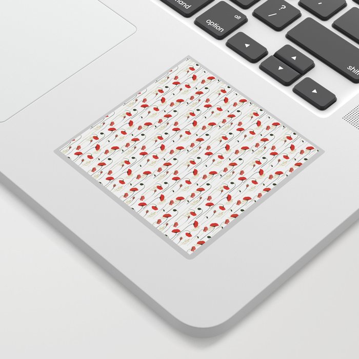 Pretty Girly Poppies Floral Pattern Sticker