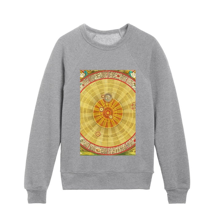 Andreas Cellarius "1660 Copernican astronomical chart in the form of the concentric circles" Kids Crewneck