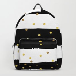 Black and white grunge striped background with Gold confetti Backpack