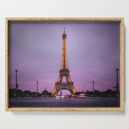 Eiffel Tower, Purple Sunset Serving Tray