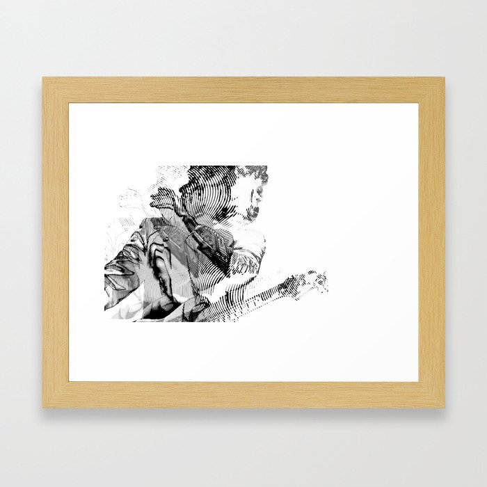 Lost in the lights, black and white. Framed Art Print