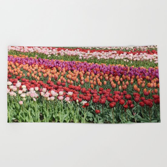 Colorful Tulips Beach Towel