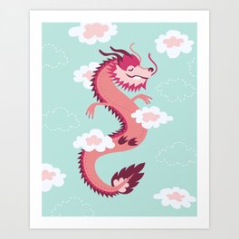 Dragon floating in the sky - Chinese New Year 2024 Illustration Art Print
