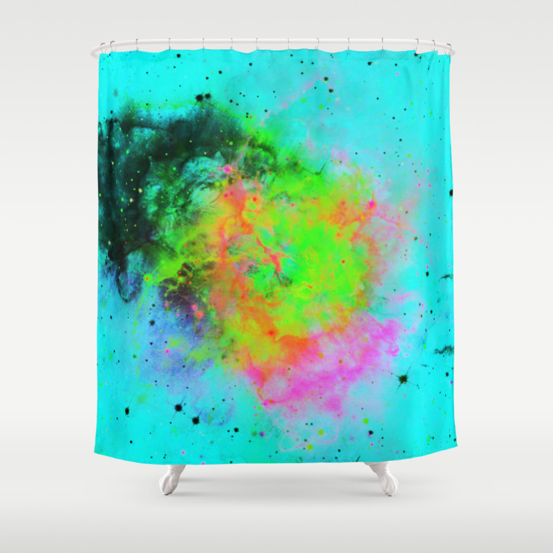Colour Magic Abstract Painting In Cyan Blue Yellow Black And