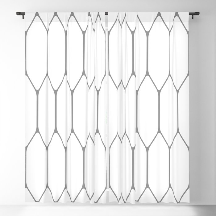 Long Honeycomb Minimalist Geometric Pattern in Gray and White Blackout Curtain