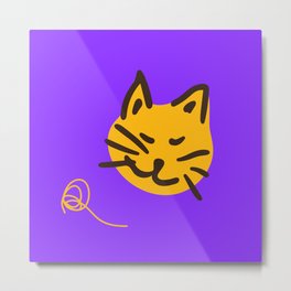 Miau Purple Metal Print