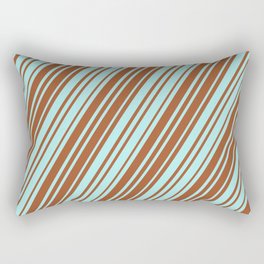 [ Thumbnail: Sienna and Turquoise Colored Lines Pattern Rectangular Pillow ]