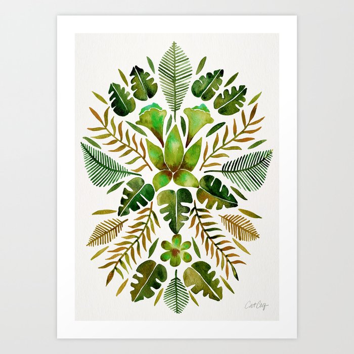 Tropical Symmetry – Olive Green Art Print
