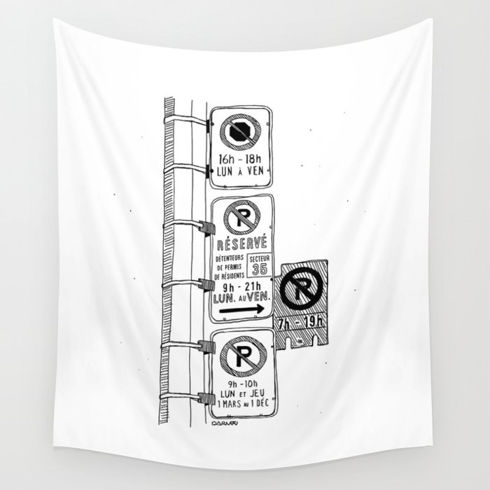 Parking Hell by Darvee - Montréal, Canada Wall Tapestry