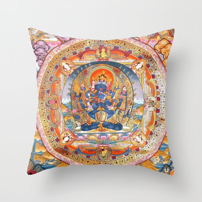 Tibetan Buddhist Mandala Guhyasamaja Akshobhya Throw Pillow