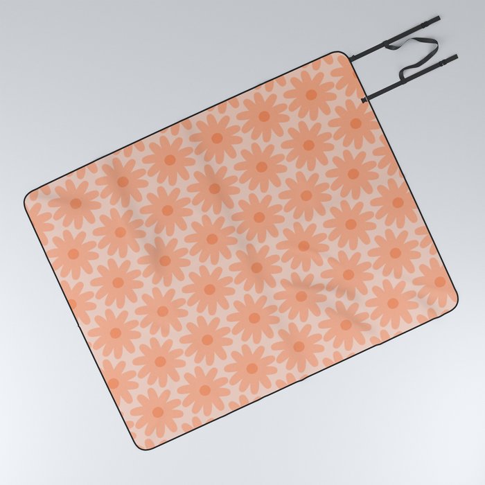 Crayon Flowers Smudgy Soft Pastel Floral Pattern in Apricot Picnic Blanket