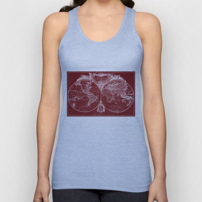World Map (1775) Red & White Tank Top