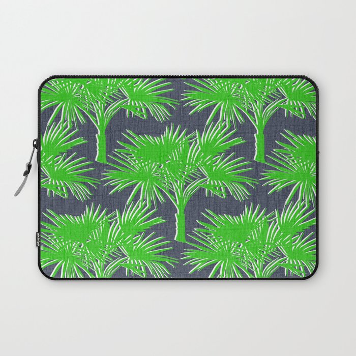 Palm Springs Silhouette Kelly Green on Navy Laptop Sleeve