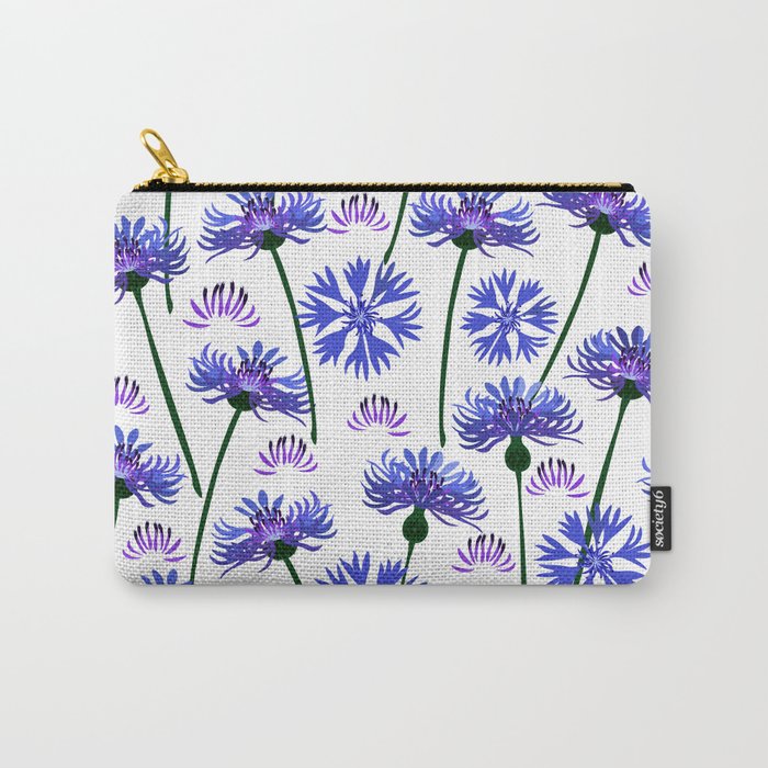  Garden with cornflowers, wild flowers, white background. Carry-All Pouch