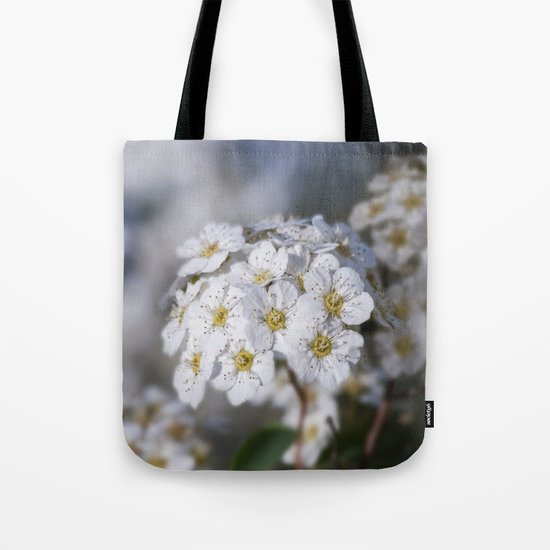 Bridal Wreath macro Tote Bag