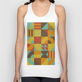 Bauhaus Art abstract pattern, vintage color style Unisex Tank Top